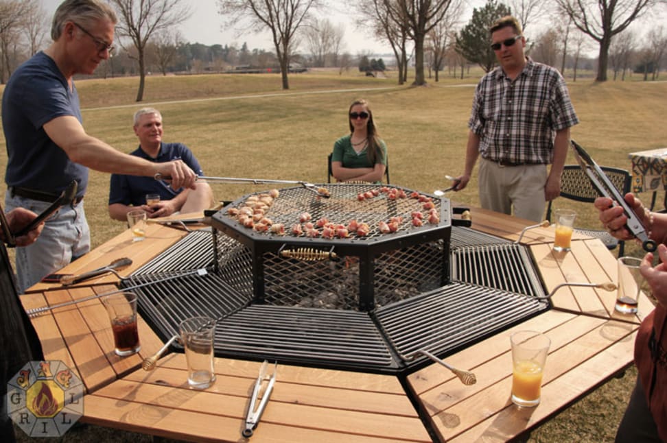 Fire pit outlet bbq table
